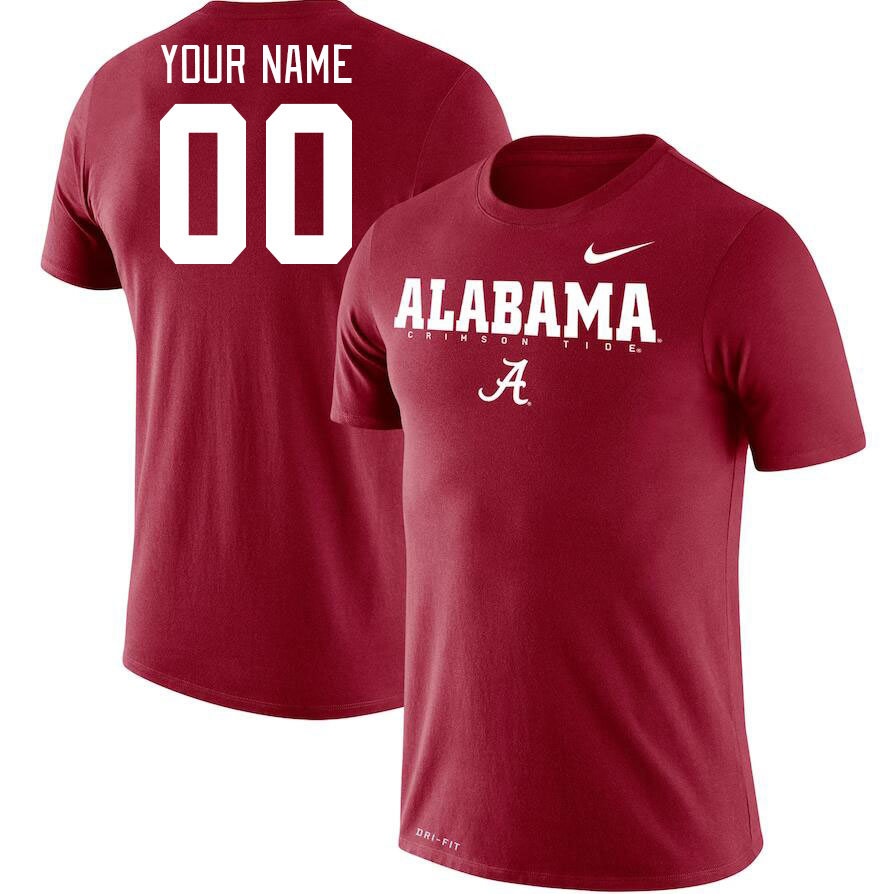 Custom Alabama Crimson Tide Name and Number College Tshirts-Crimson